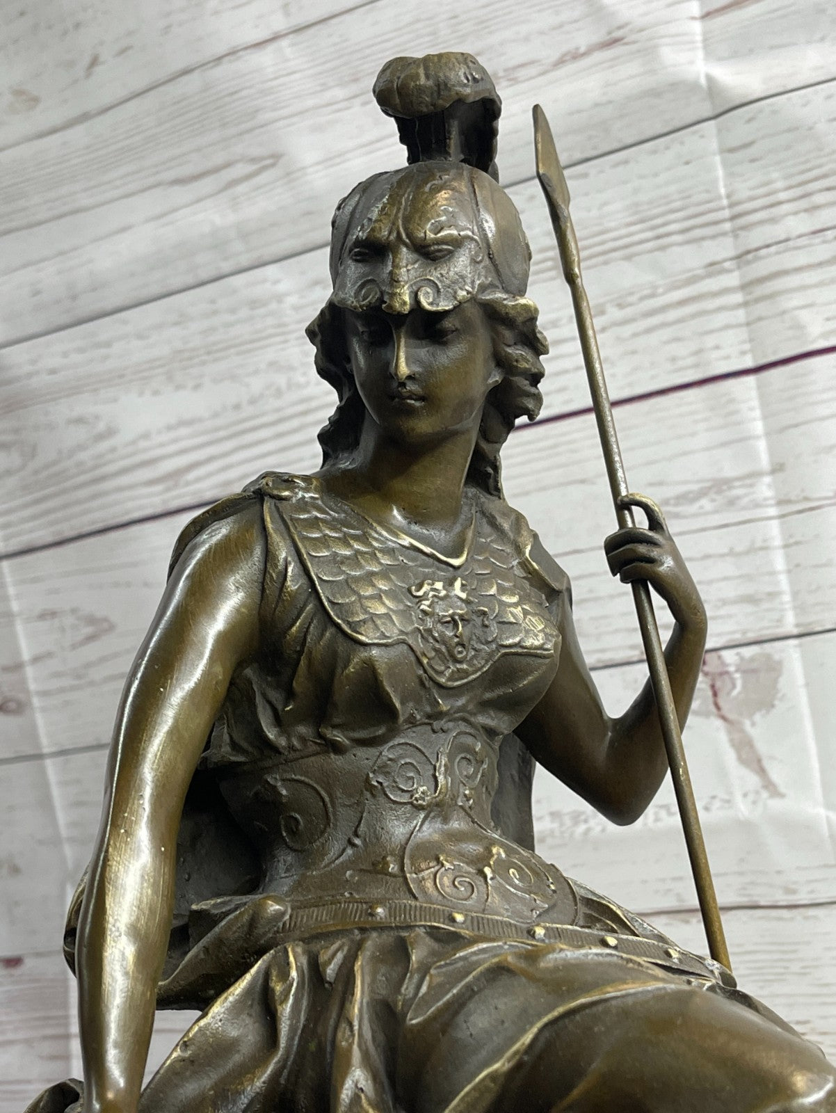 Greek Bronze Marble Art Goddess Wisdom Athena GOD OF WAR statue Sculpture LARGE