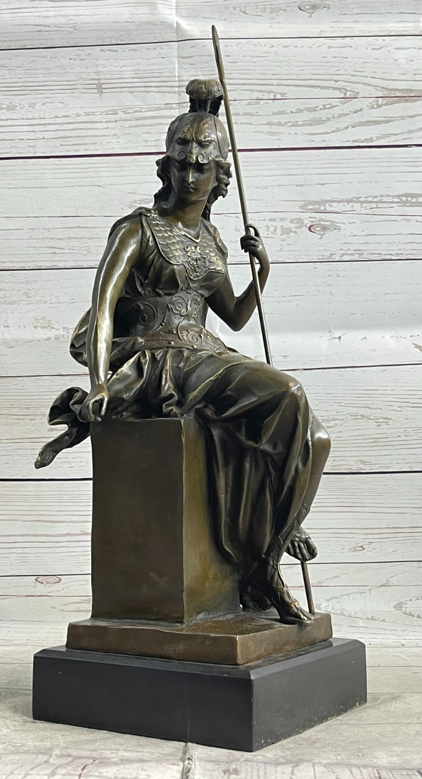 Greek Bronze Marble Art Goddess Wisdom Athena GOD OF WAR statue Sculpture LARGE