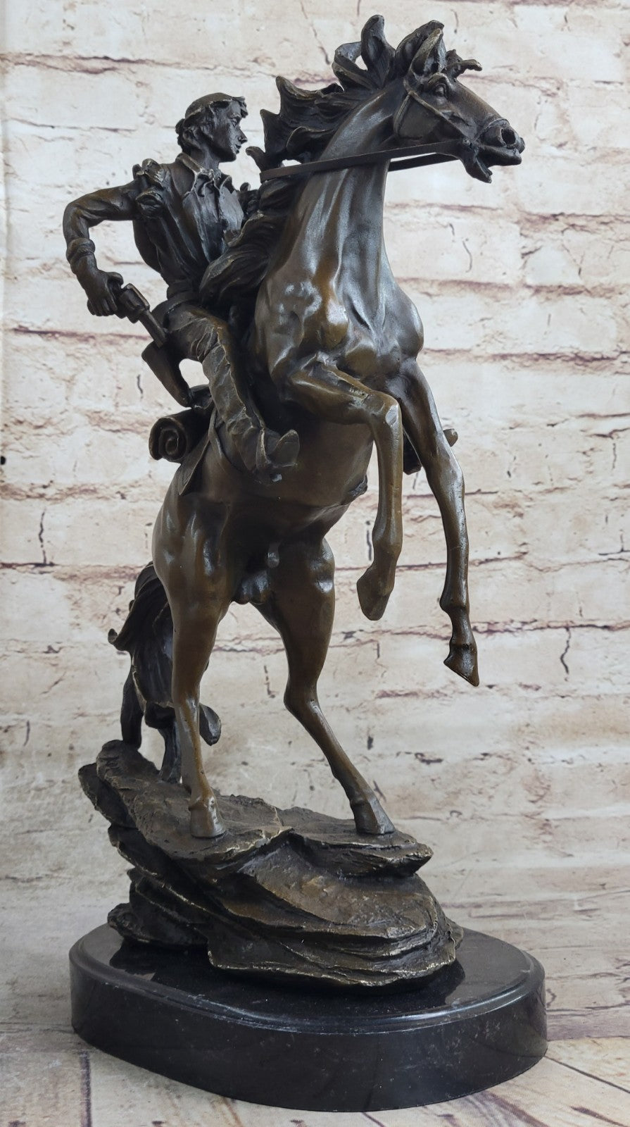 Rare Collectible Large Remington Tribute Horse And Cowboy Bronze Sculpture