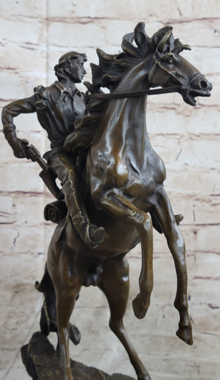 Rare Collectible Large Remington Tribute Horse And Cowboy Bronze Sculpture