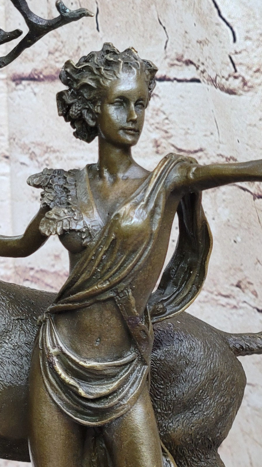Signed Cast Bronze Diana The Huntress Art Deco Nude Sculpture Statue Mythica