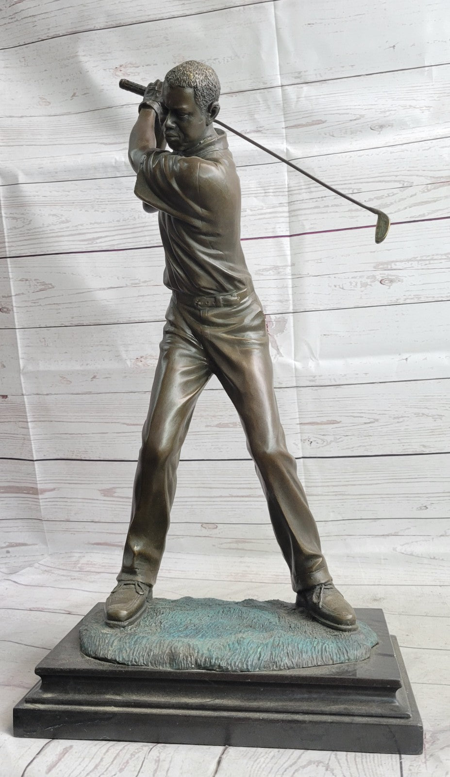 Collectible Milo Sculpture: Handcrafted Solid Bronze Male Golfer Figurine