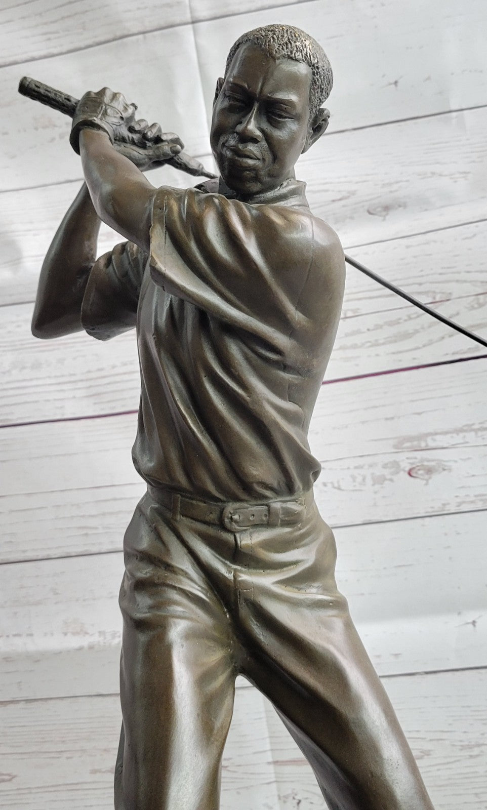 Collectible Milo Sculpture: Handcrafted Solid Bronze Male Golfer Figurine