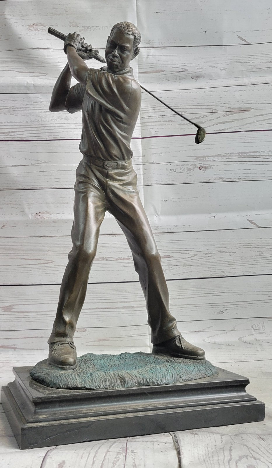 Collectible Milo Sculpture: Handcrafted Solid Bronze Male Golfer Figurine