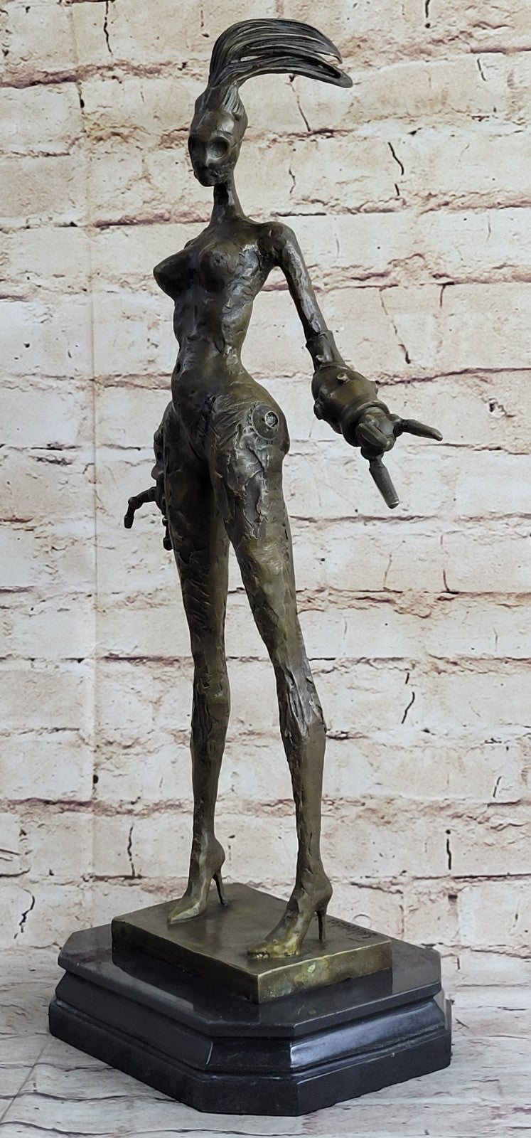Modern Art - Standing Space Woman - Abstract Bronze Nude - Signed DALI Decorativ