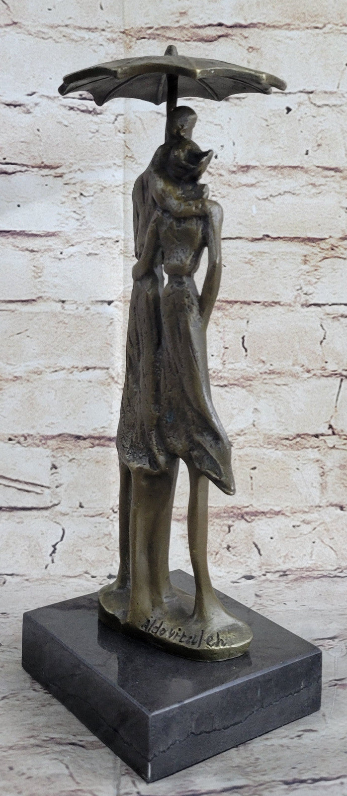 Handcrafted bronze sculpture SALE Ra In Lovers Two Vitaleh Aldo Original Signed