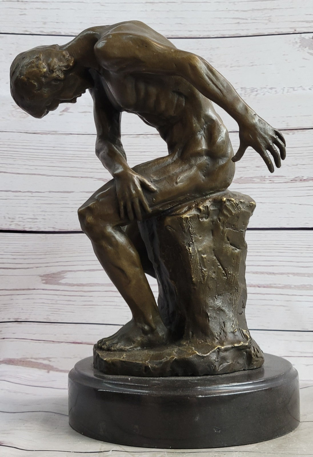Handcrafted bronze sculpture SALE Male Erotic Sensual Nude Rodin Signed Large