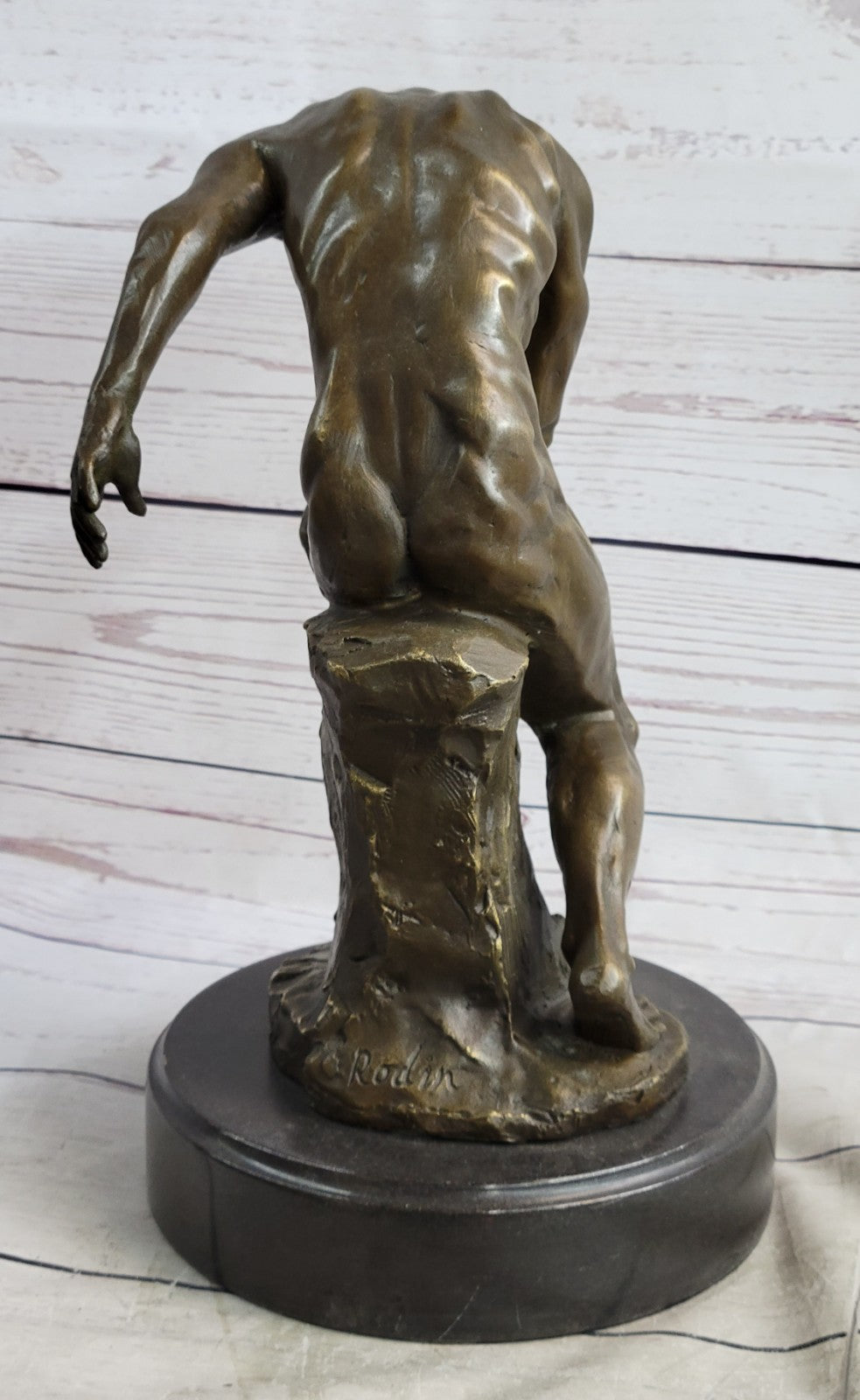 Handcrafted bronze sculpture SALE Male Erotic Sensual Nude Rodin Signed Large