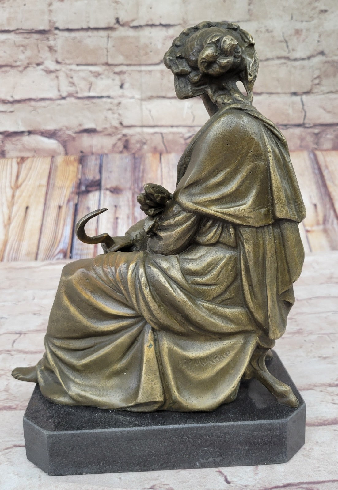 Hippolyte François Moreau (French, 1832–1927) Bronze Sculpture Entitled Farmer Girl