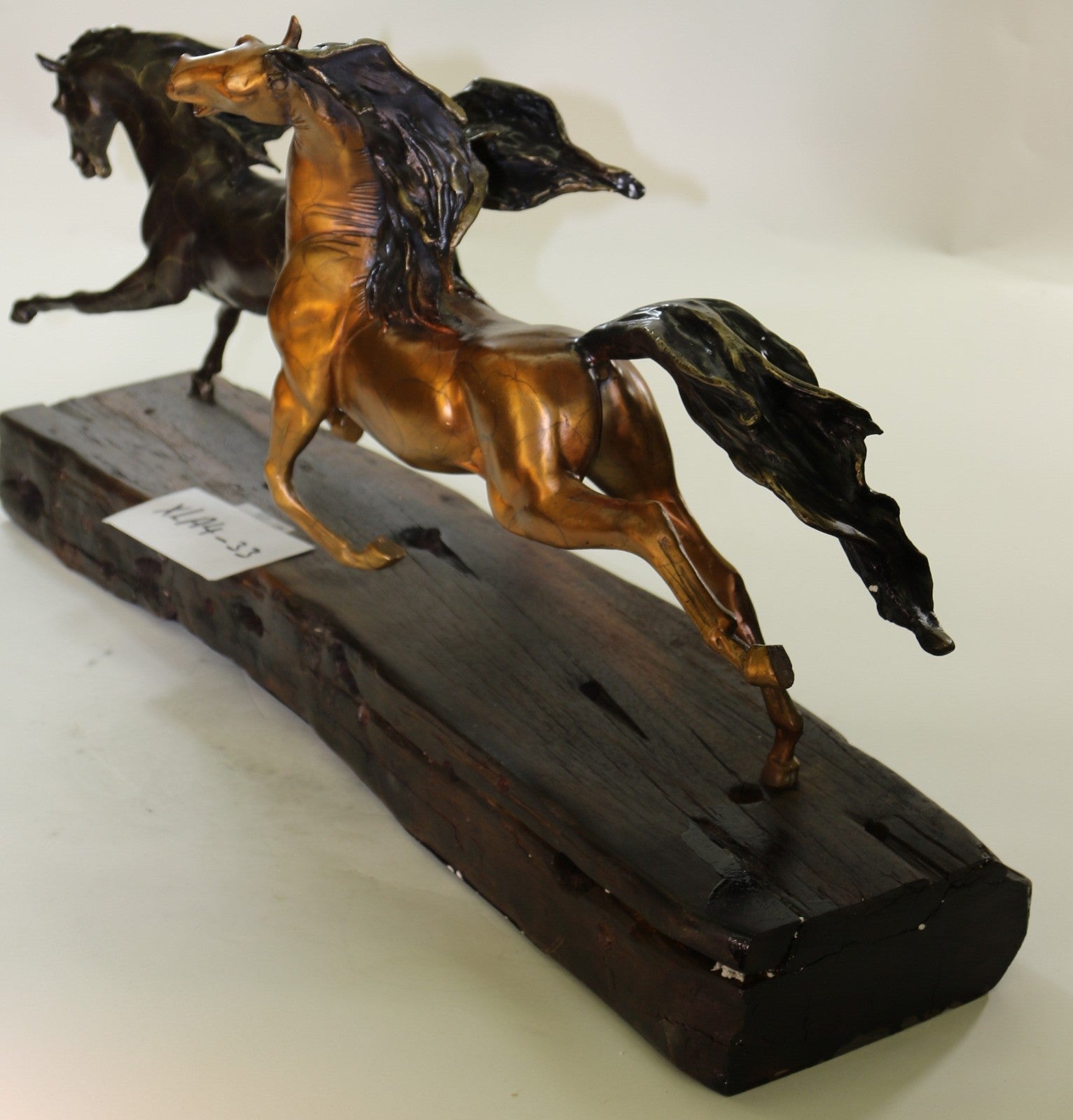 LTD EDT Original Two Wild Stallion Racing Horse Bronze Trophy Figurine Statue