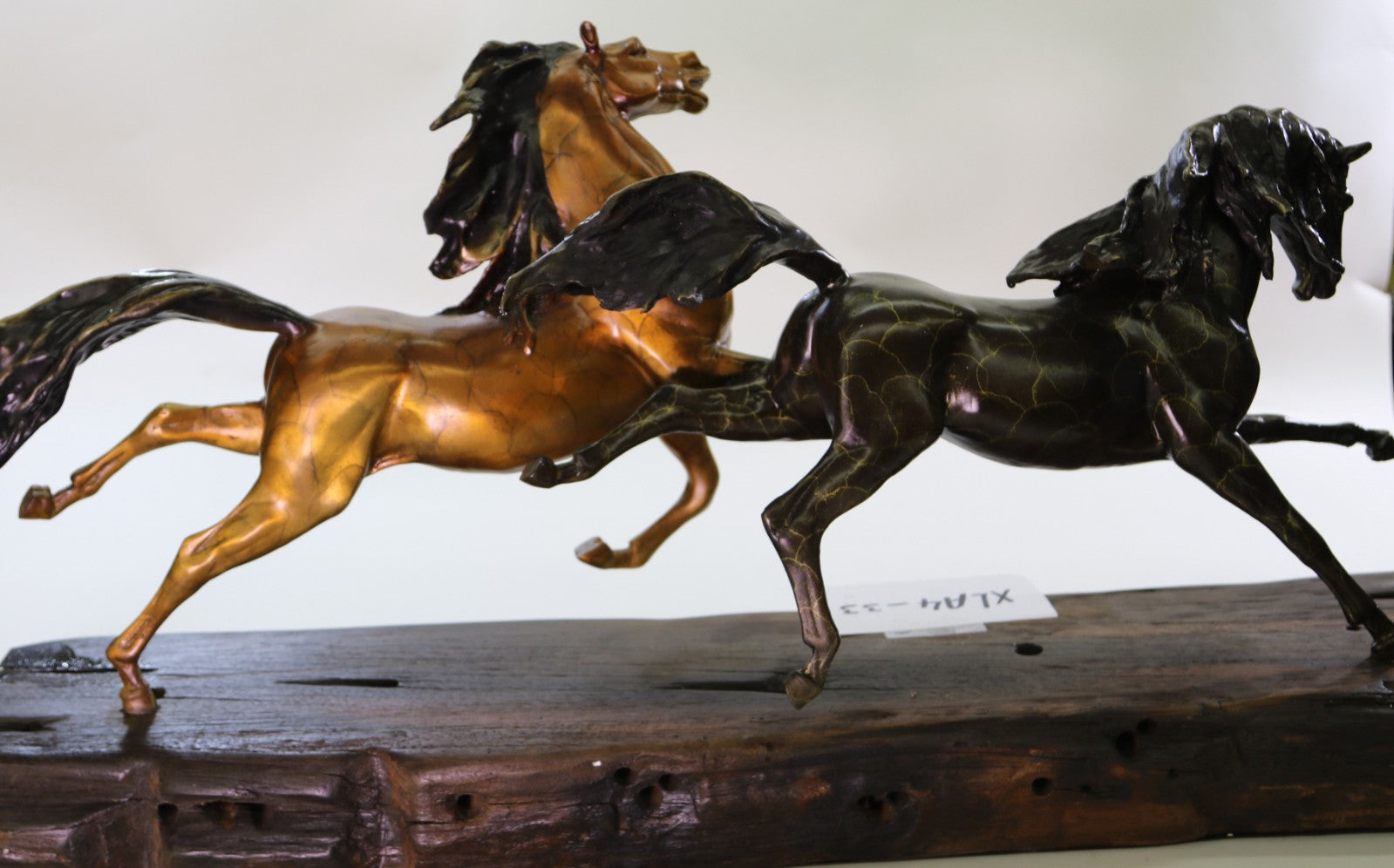 LTD EDT Original Two Wild Stallion Racing Horse Bronze Trophy Figurine Statue