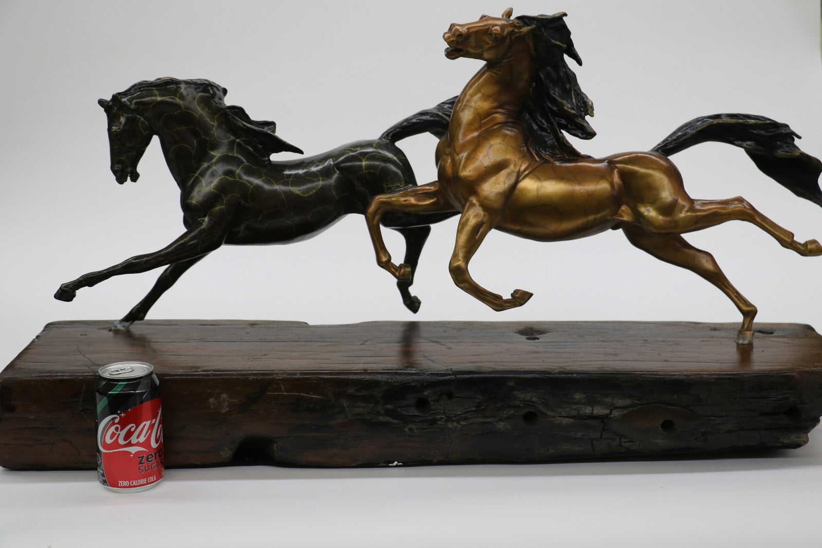 LTD EDT Original Two Wild Stallion Racing Horse Bronze Trophy Figurine Statue