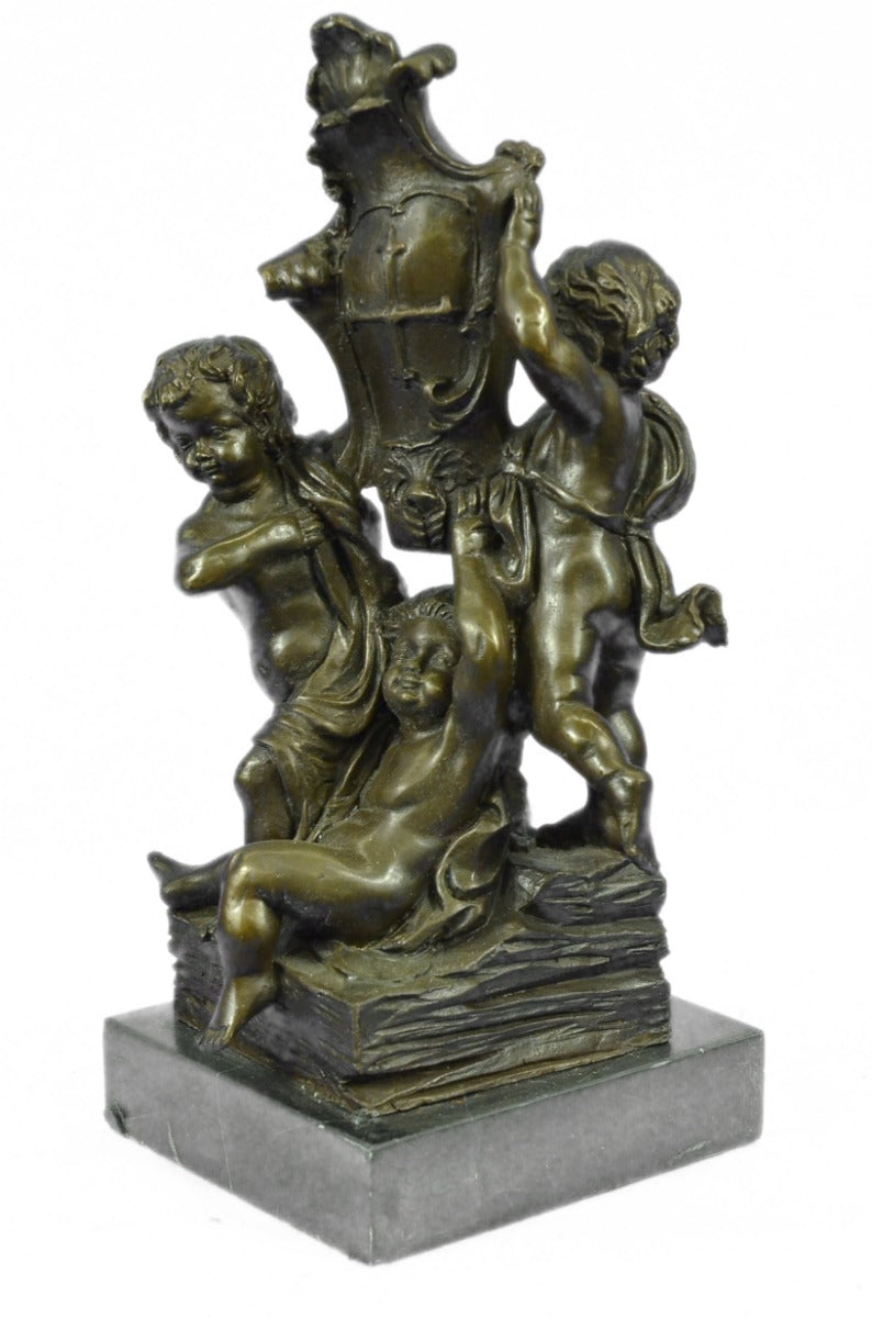 Handcrafted bronze sculpture SALE Moreau A. By Signed Dancing Boys Young 3