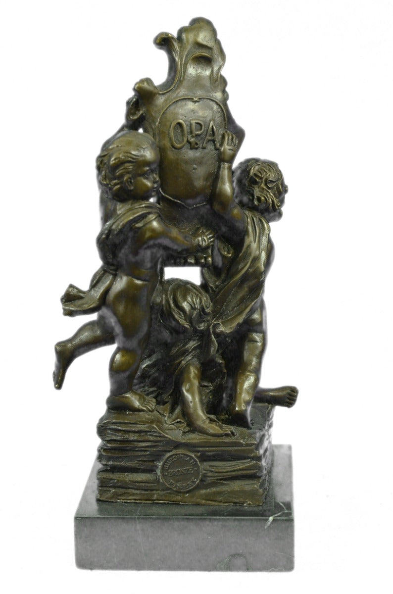 Handcrafted bronze sculpture SALE Moreau A. By Signed Dancing Boys Young 3