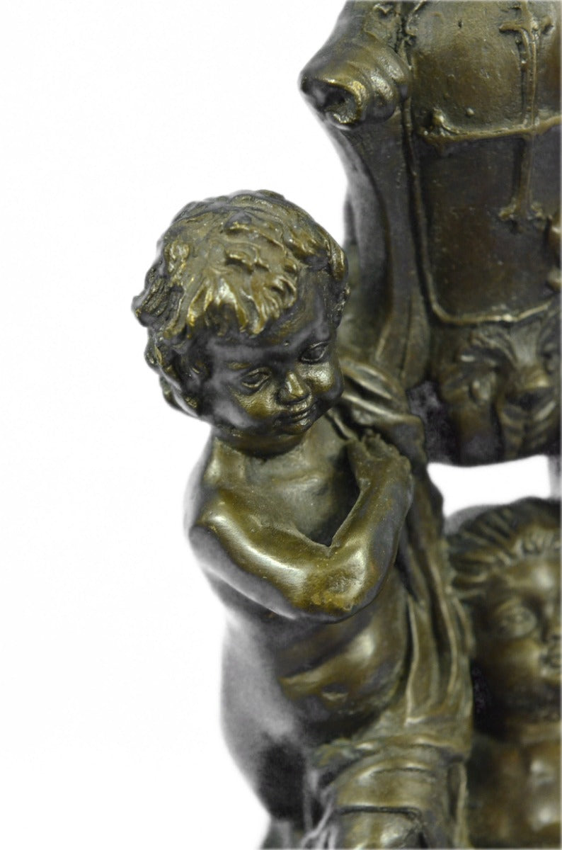 Handcrafted bronze sculpture SALE Moreau A. By Signed Dancing Boys Young 3