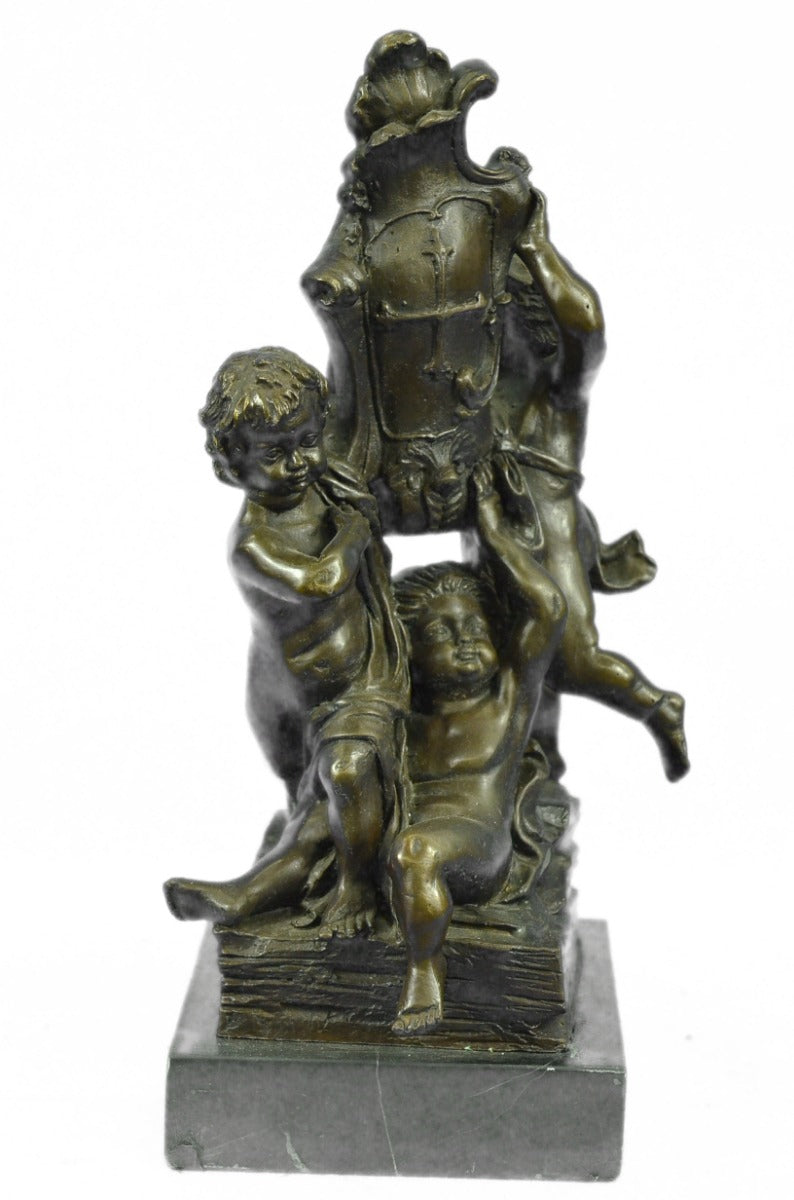 Handcrafted bronze sculpture SALE Moreau A. By Signed Dancing Boys Young 3