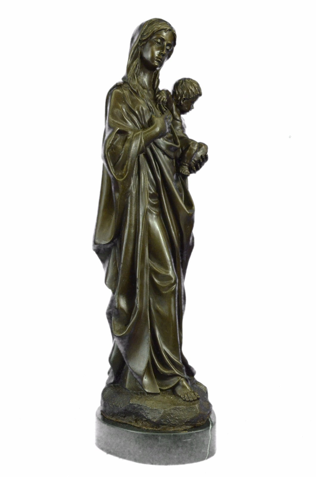 Hot Cast Virgin Mary with Baby Jesus Religious Home Church Bronze Sculpture Stat