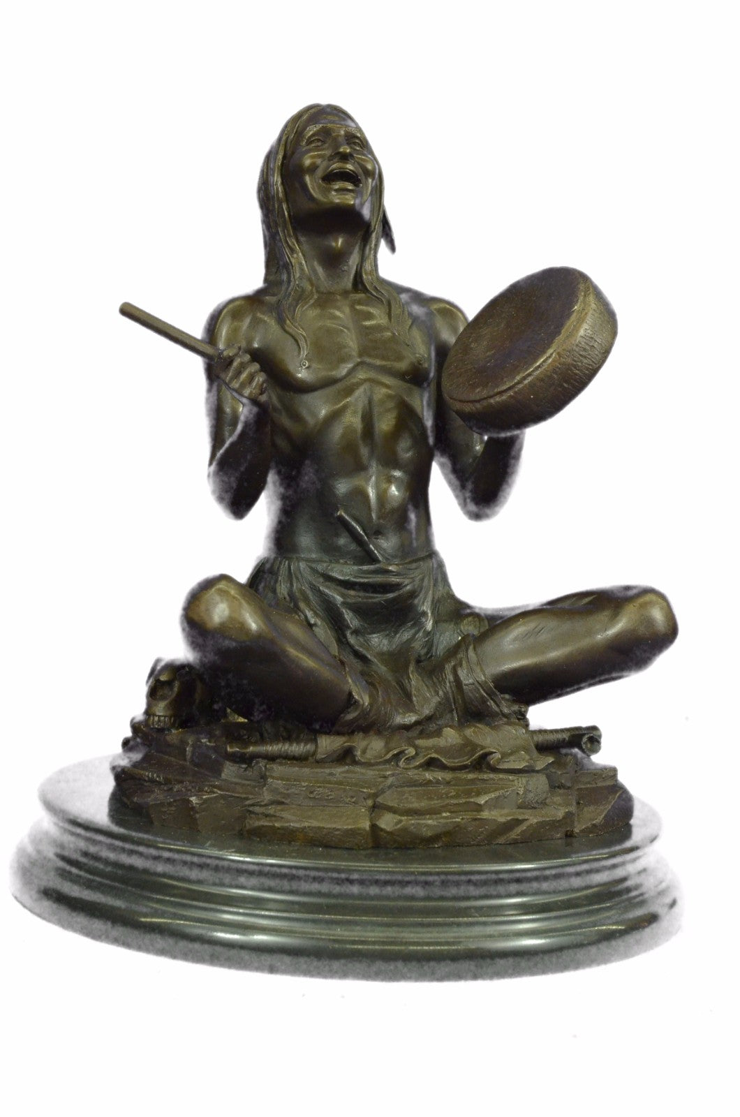 INDIAN CHIEF Bronze Sculpture Statue Art Warrior Spirit American Native Figure