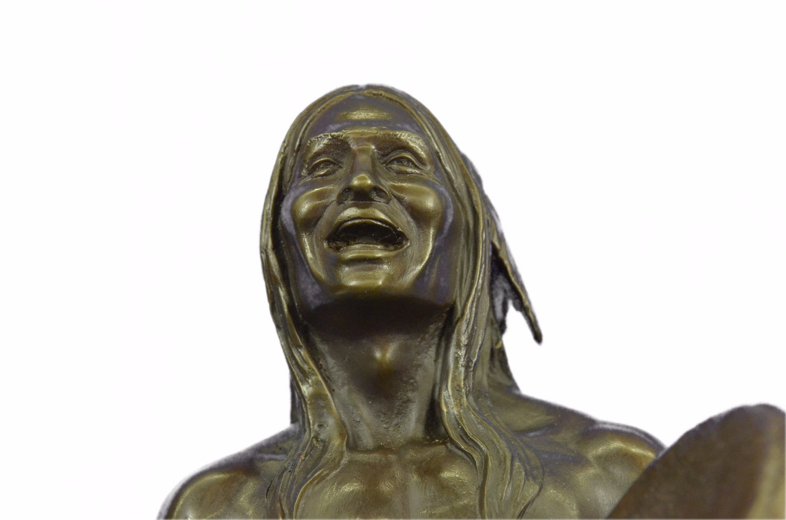 INDIAN CHIEF Bronze Sculpture Statue Art Warrior Spirit American Native Figure