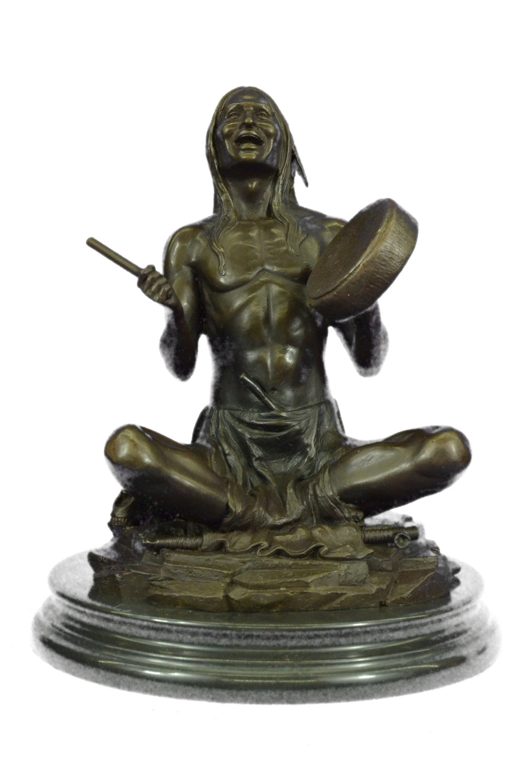 INDIAN CHIEF Bronze Sculpture Statue Art Warrior Spirit American Native Figure