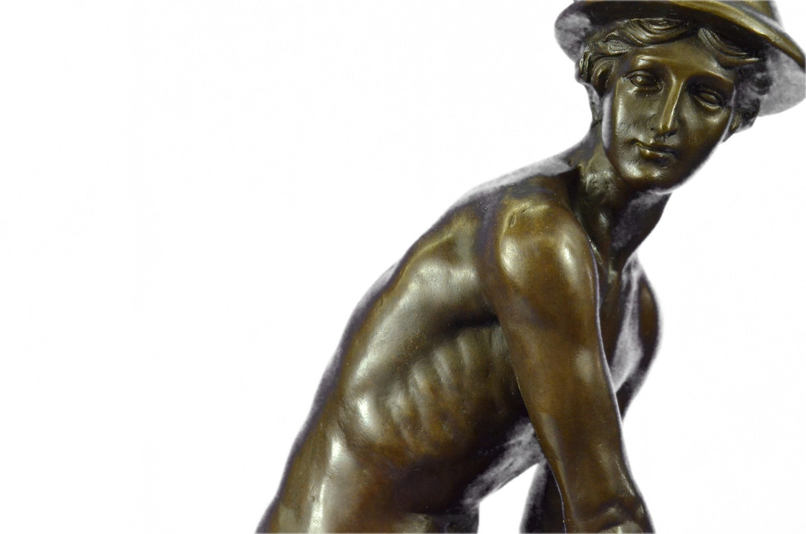 19" HEIGHT BRONZE STATUE OF FLYING MERCURY BRONZE SCULPTURE SIGNED giambologna