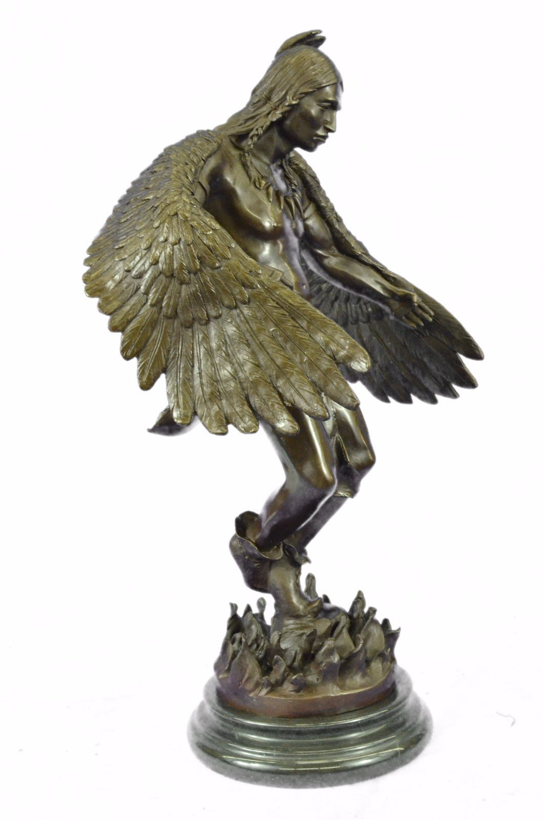 Native American Indian Art Chief Eagle Bust Bronze Marble Statue Gallery Art 18