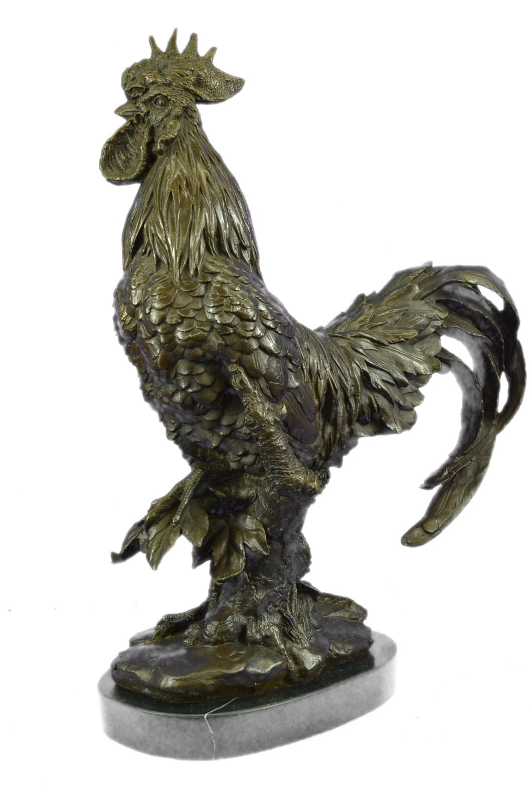 Bronze Sculpture Large Chicken Rooster Farm Animal home Decor Marble Figurine