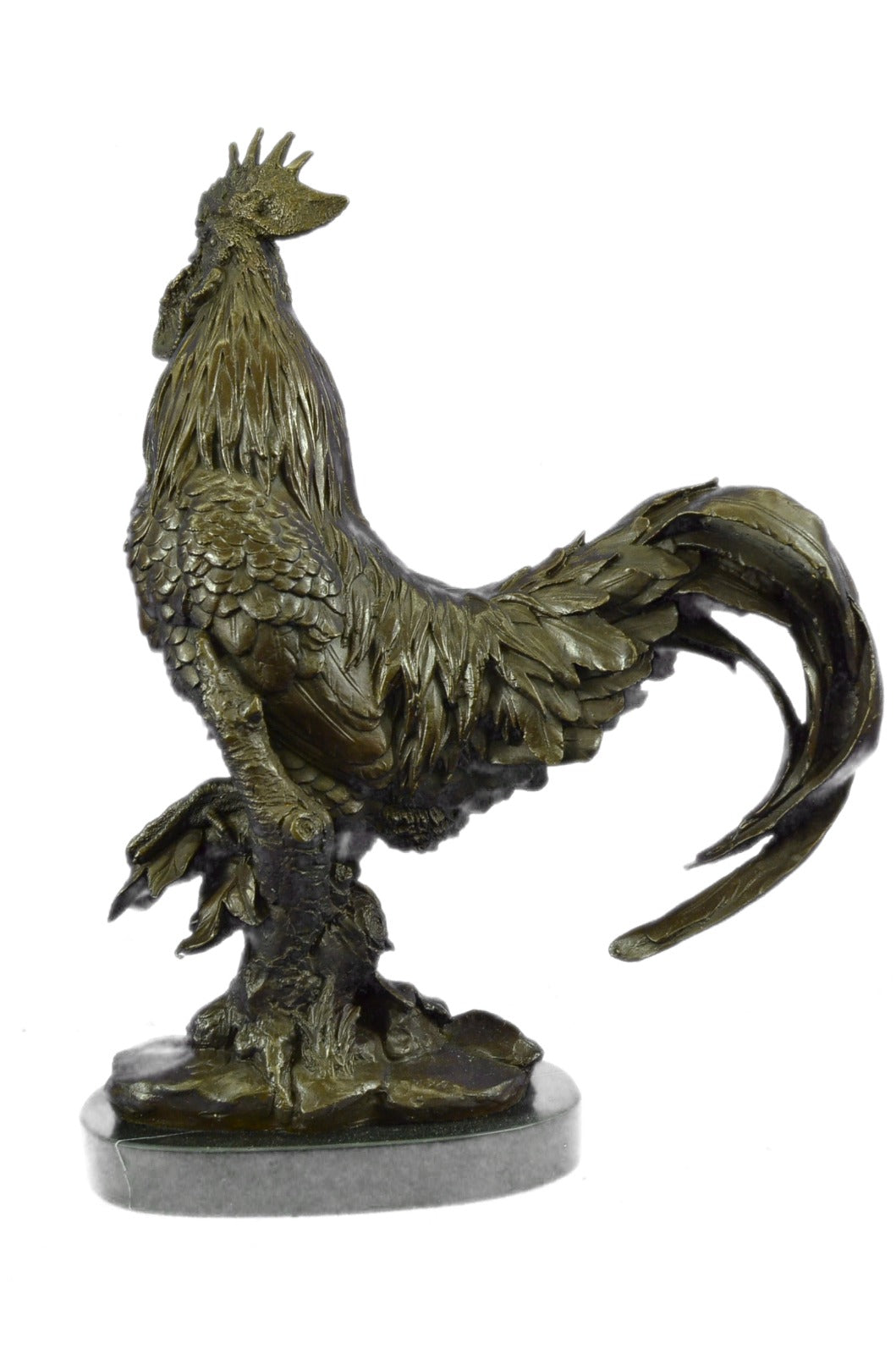 Bronze Sculpture Large Chicken Rooster Farm Animal home Decor Marble Figurine