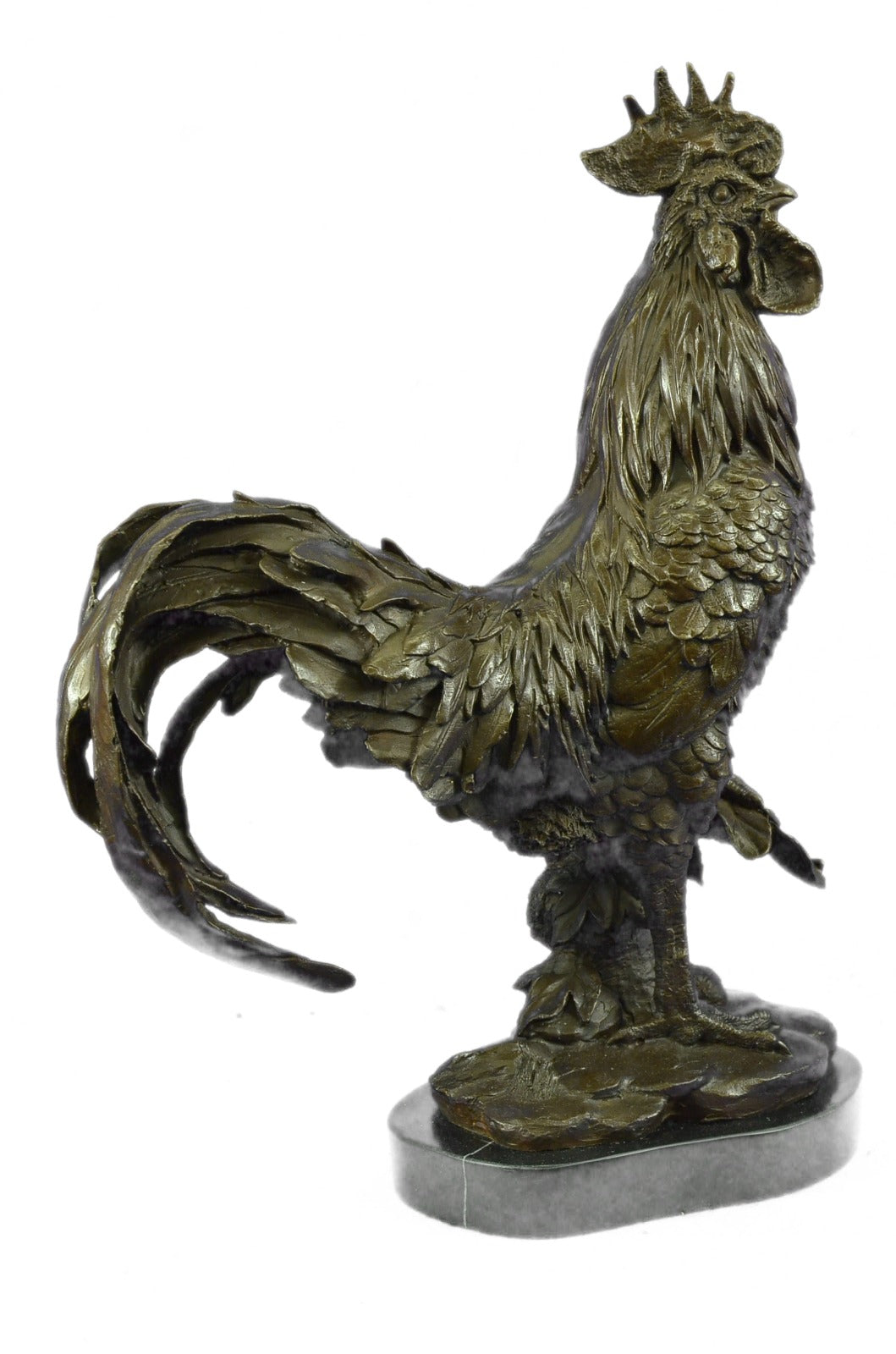 Bronze Sculpture Large Chicken Rooster Farm Animal home Decor Marble Figurine