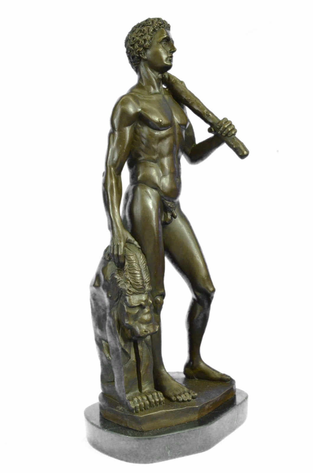 Greek Mythology Nude Jason and His Faithful Lion Bronze Sculpture Statue Deal