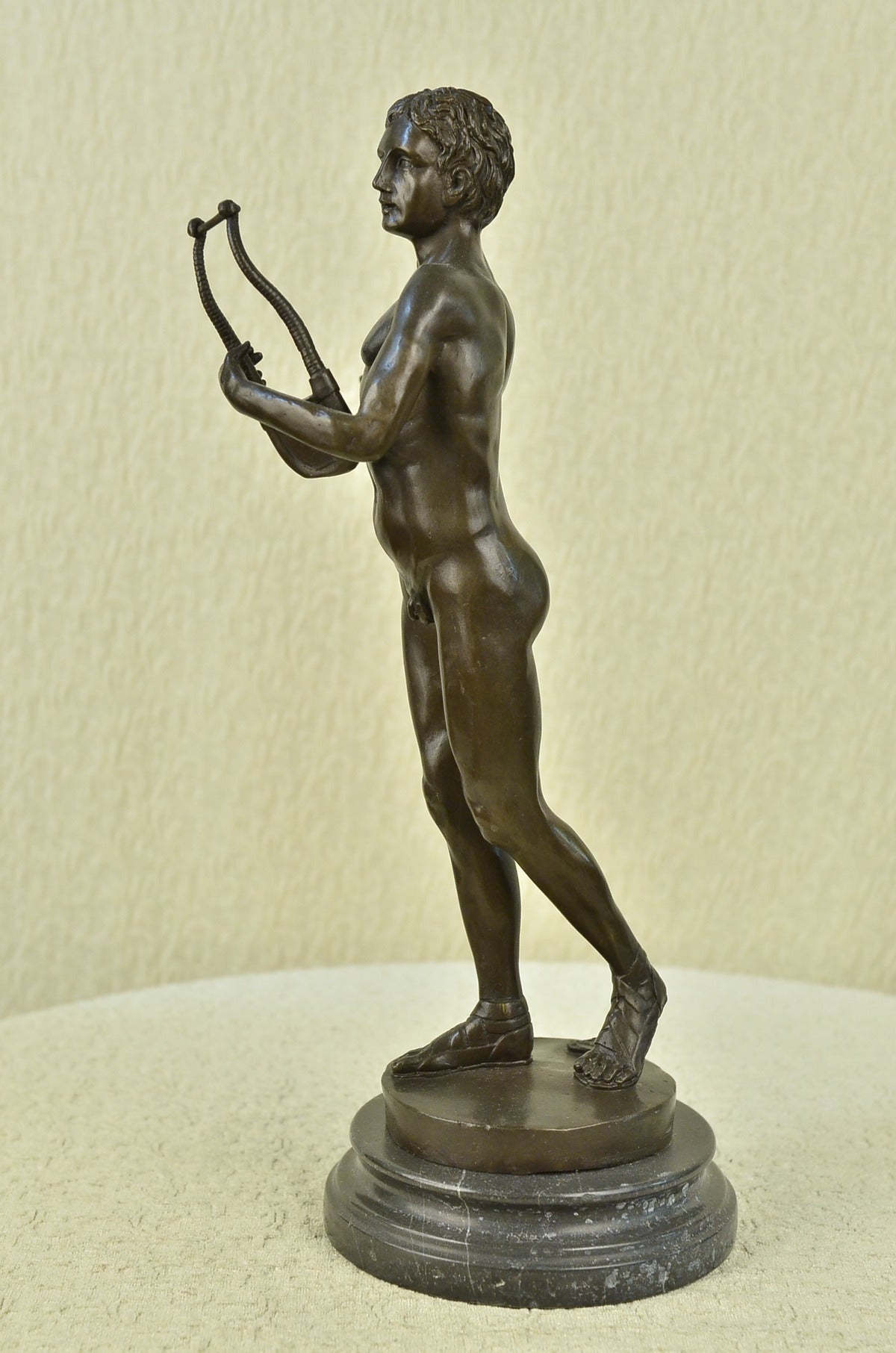 Signed Original Italian Aldo Vitalh Robust Nude Male Bronze Figurine Sculpture