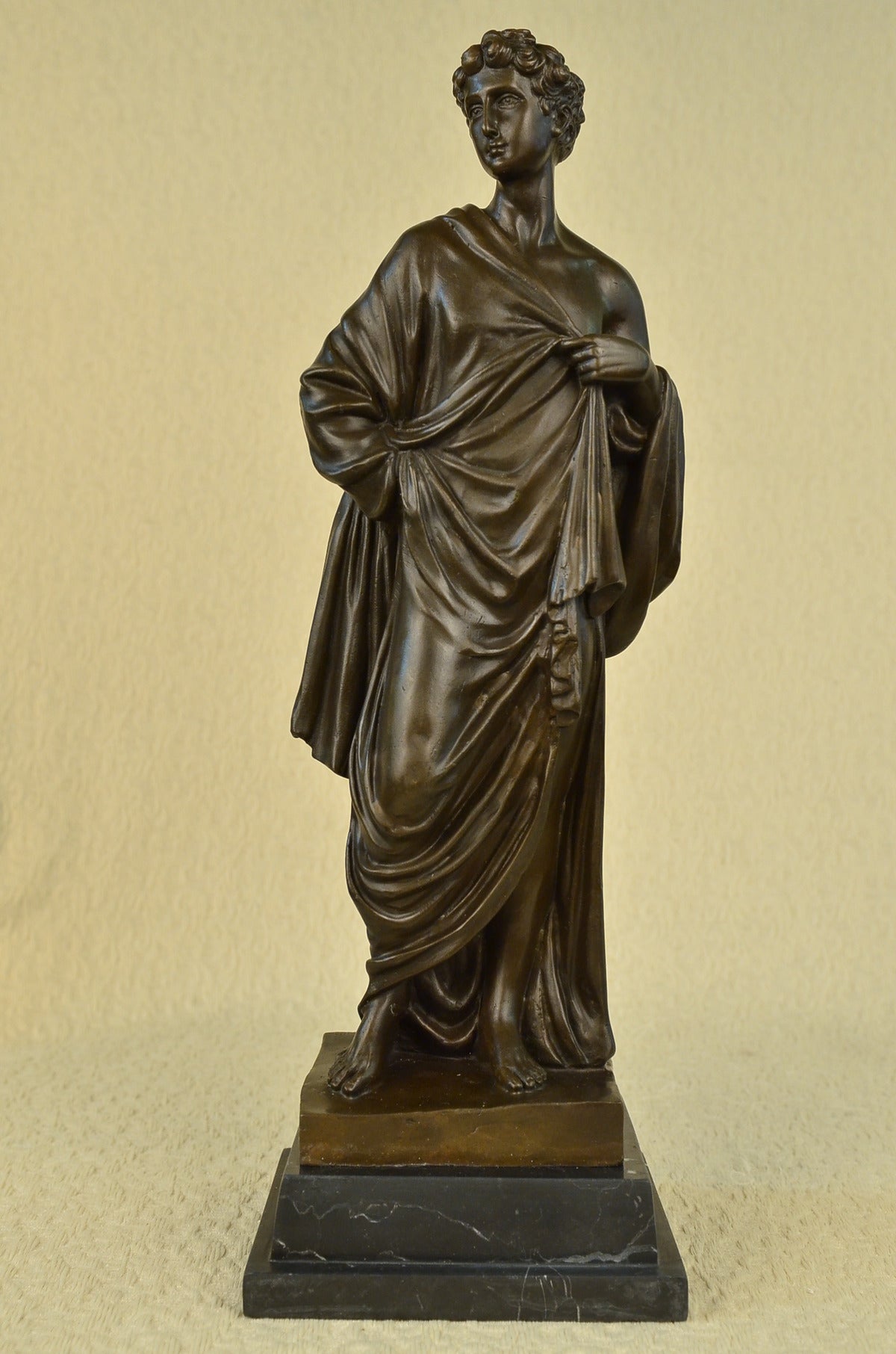 Vintage Augustus Caesar Grand Tour Neoclassical Bronze Statue Sculpture Figurine