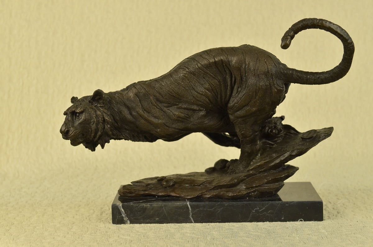 Bronze Sculpture Hot Cast Classic African Tiger Animal Figurine Artwork D&#233;cor