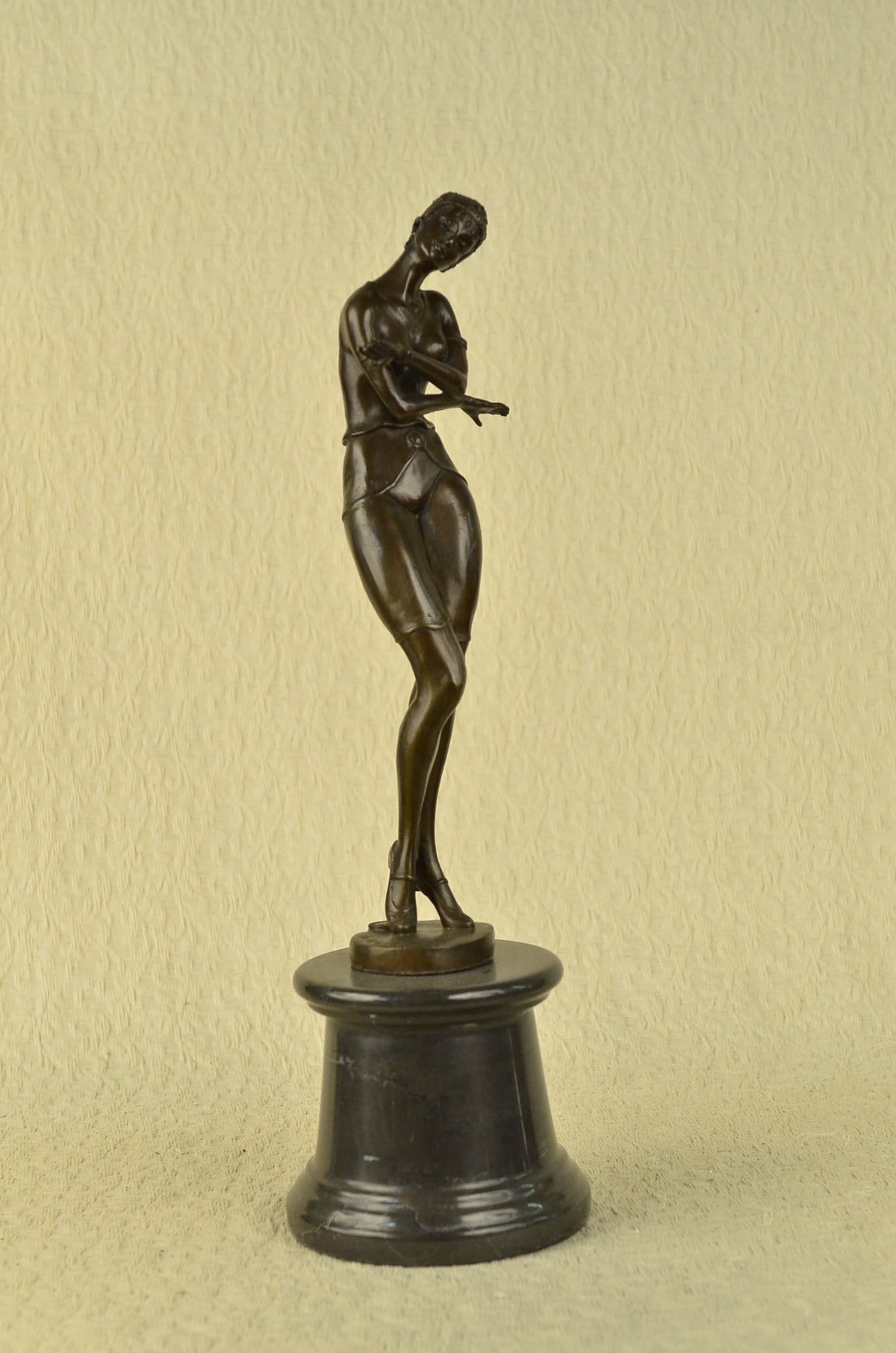 Russian lady Dancer Tall Signed Aldo Vitaleh Bronze Sculpture Statue Figurine