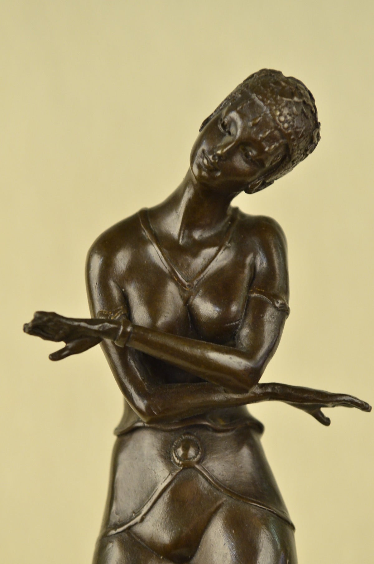 Russian lady Dancer Tall Signed Aldo Vitaleh Bronze Sculpture Statue Figurine