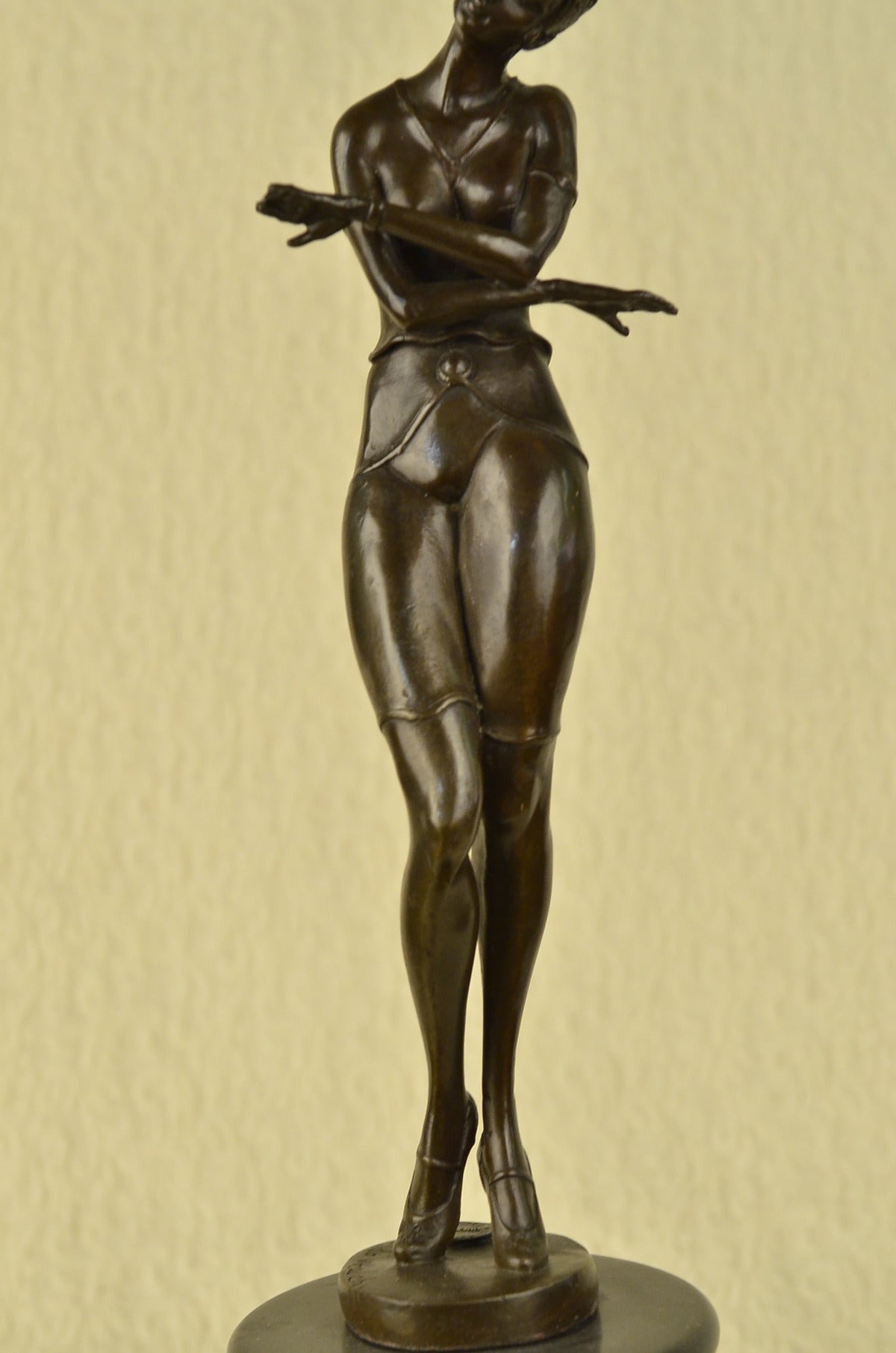 Russian lady Dancer Tall Signed Aldo Vitaleh Bronze Sculpture Statue Figurine