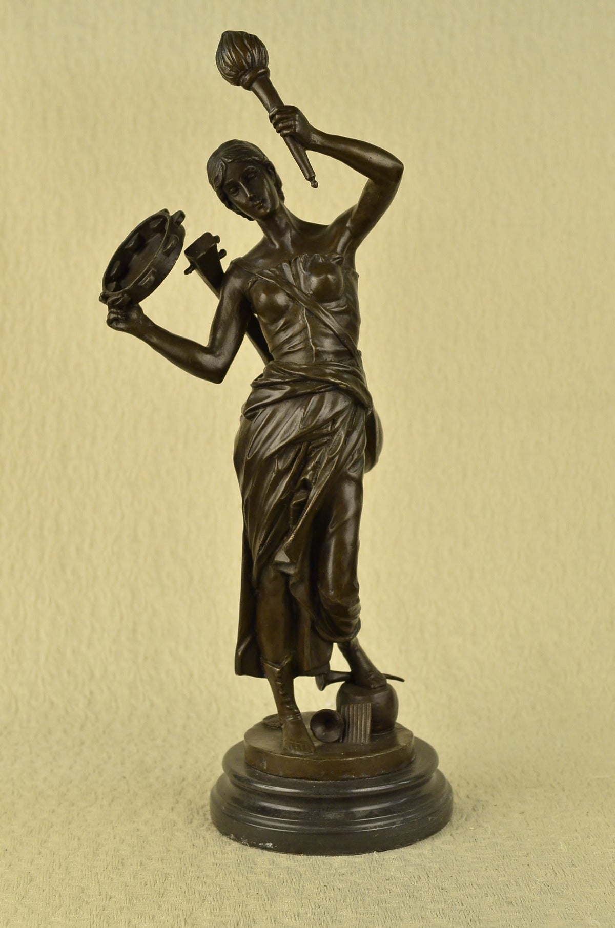 Lovely Woman Play All Kinds Of Music Handmade Bronze Sculpture Home Decor Art