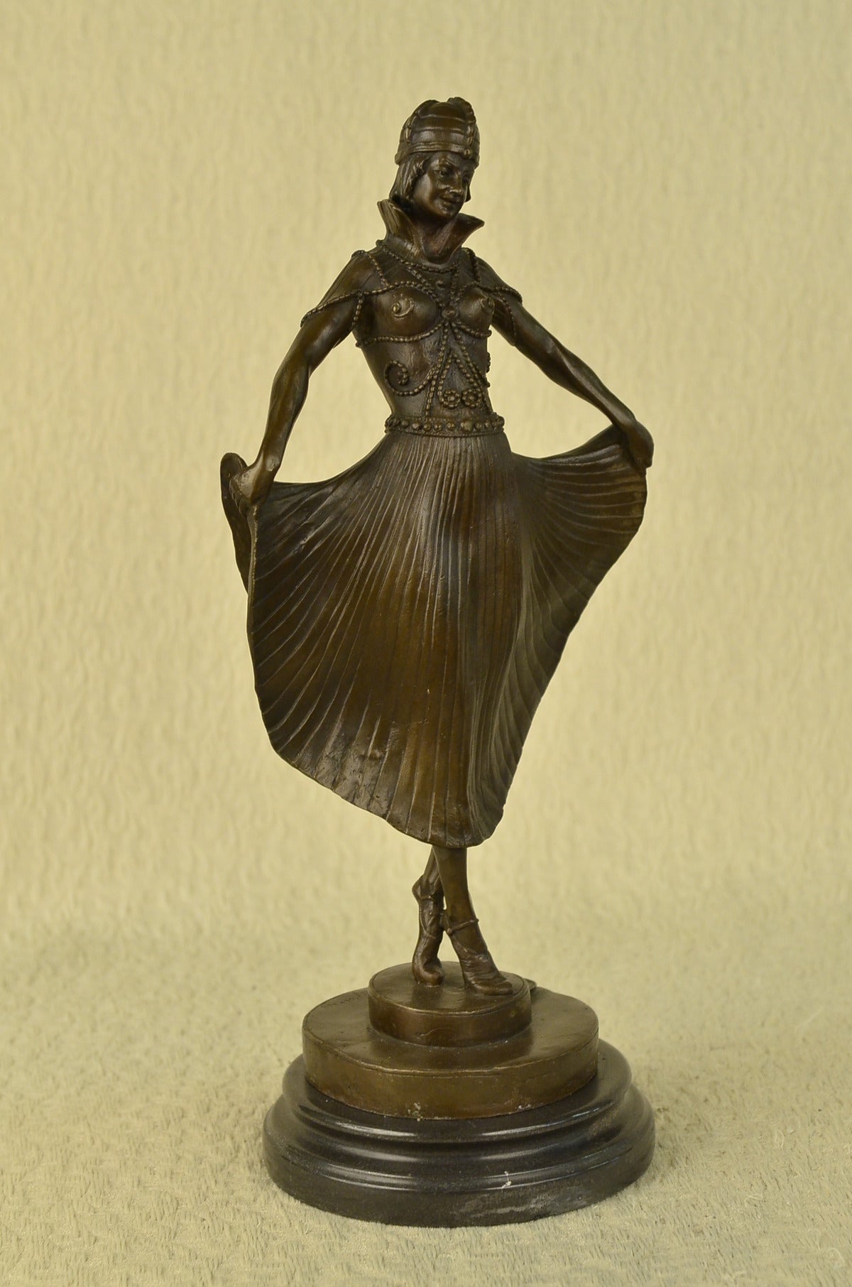 Hot Cast Bronze Art Decor Egyptian Dancer Figure on Marble Base D.H. Chiparus