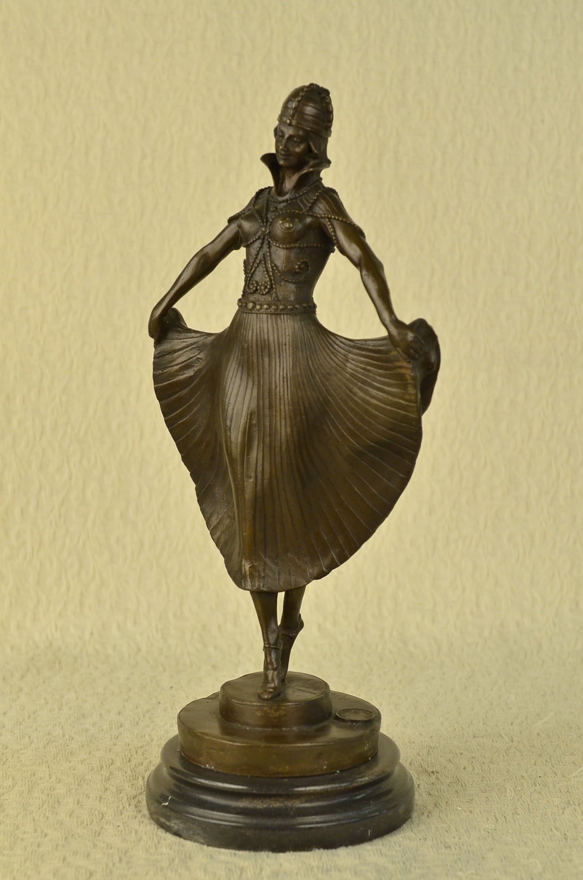 Hot Cast Bronze Art Decor Egyptian Dancer Figure on Marble Base D.H. Chiparus