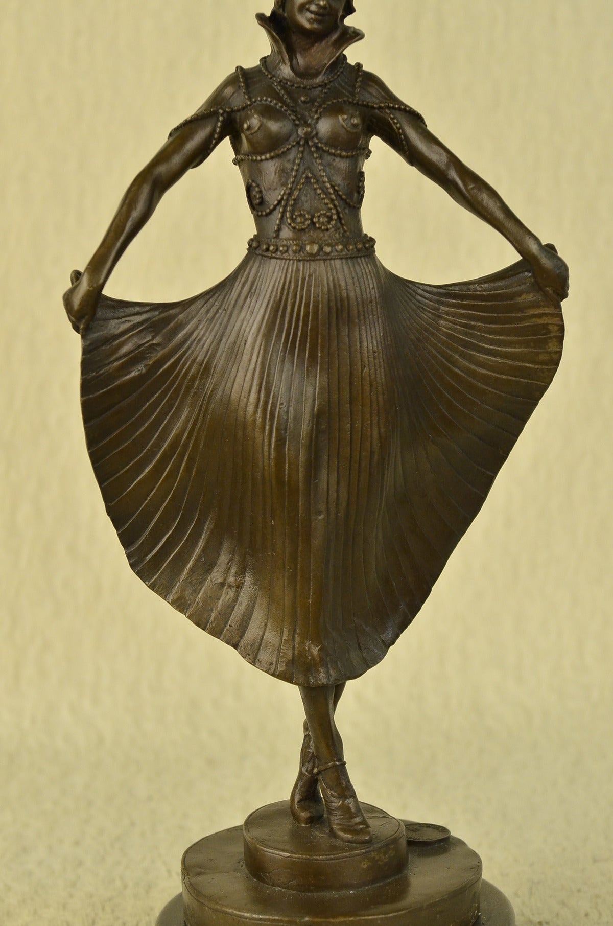 Hot Cast Bronze Art Decor Egyptian Dancer Figure on Marble Base D.H. Chiparus