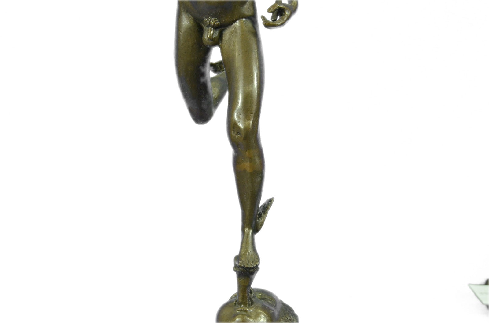 Vintage "Flying Mercury" 23"-High Bronze Statue with Black Circular Marble Base