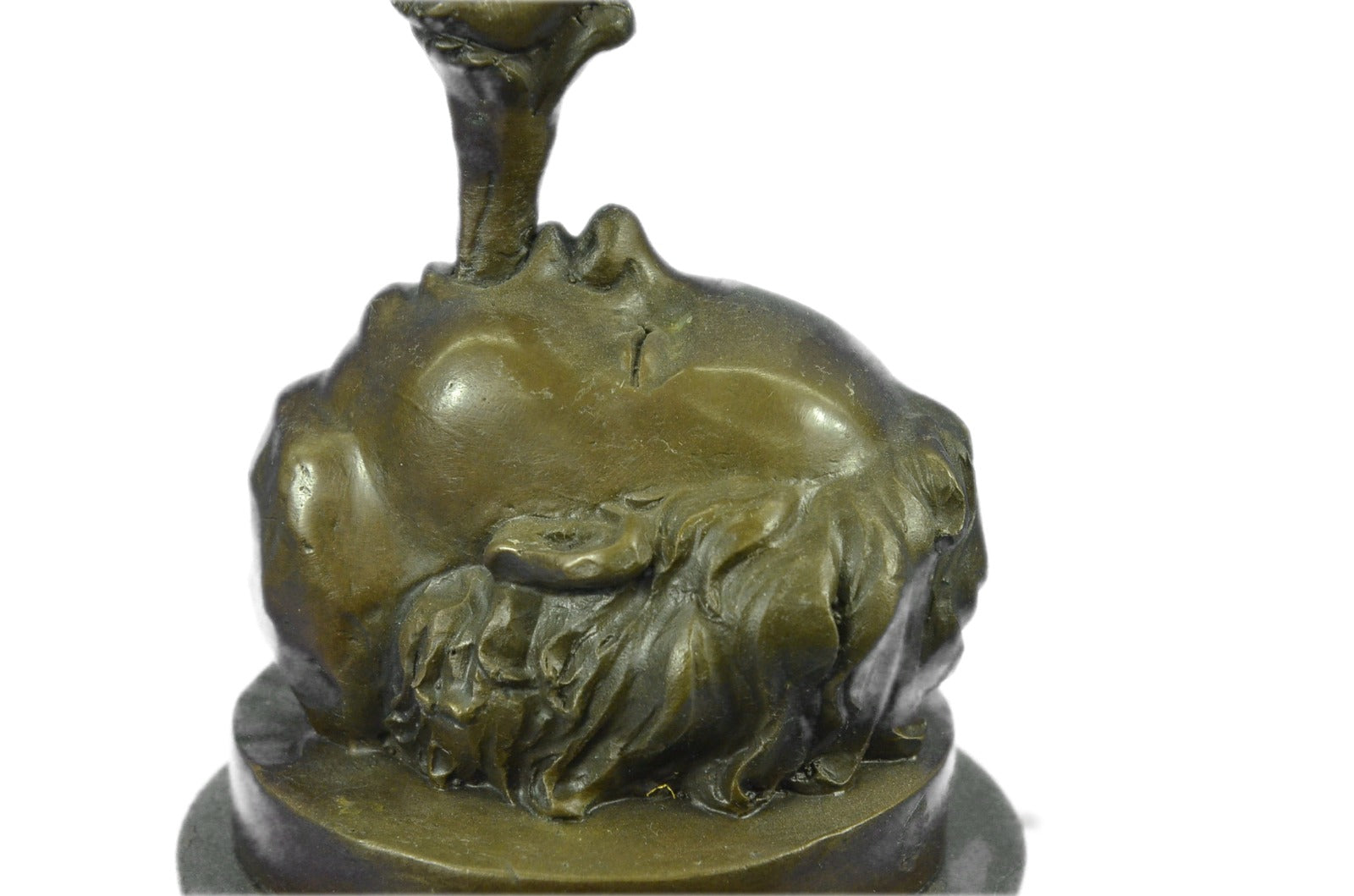 Vintage "Flying Mercury" 23"-High Bronze Statue with Black Circular Marble Base