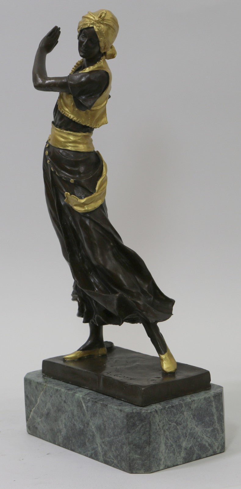 Hot Cast Signed France Gypsy Nude Female Bronze Sculpture Marble Statue Figurine