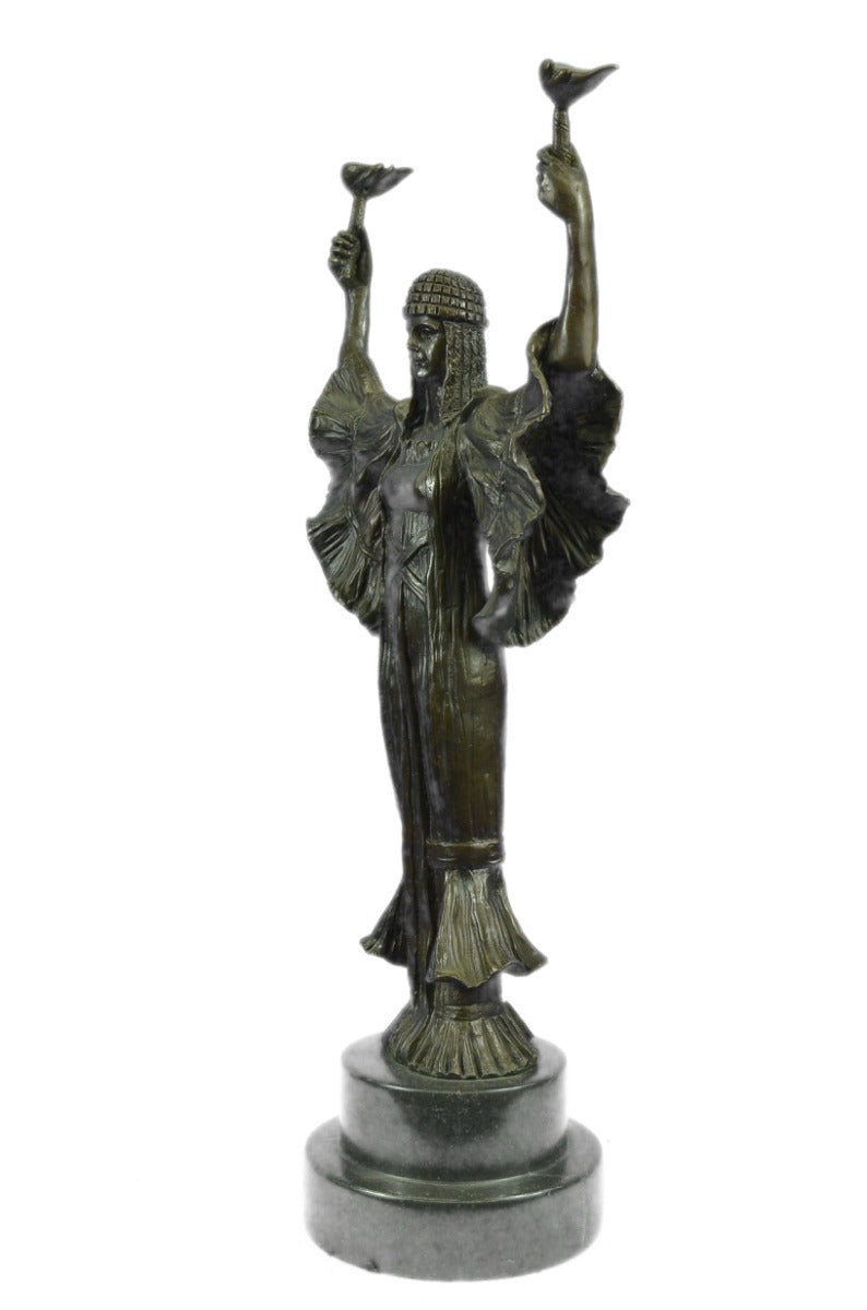 Handcrafted Torch of Victory Art Nouveau Tall Bronze Statue Sculpture Figure