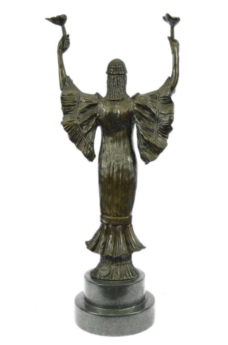 Handcrafted Torch of Victory Art Nouveau Tall Bronze Statue Sculpture Figure