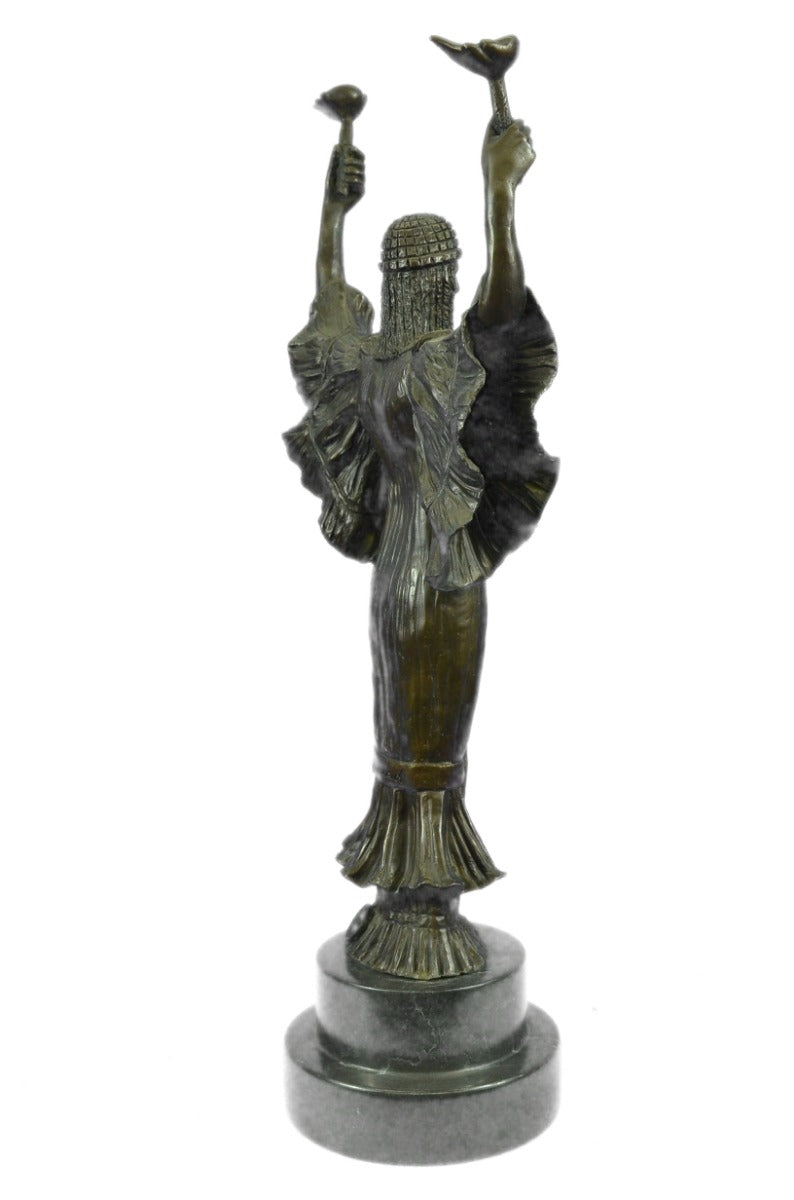 Handcrafted Torch of Victory Art Nouveau Tall Bronze Statue Sculpture Figure
