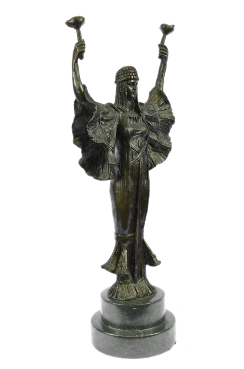 Handcrafted Torch of Victory Art Nouveau Tall Bronze Statue Sculpture Figure