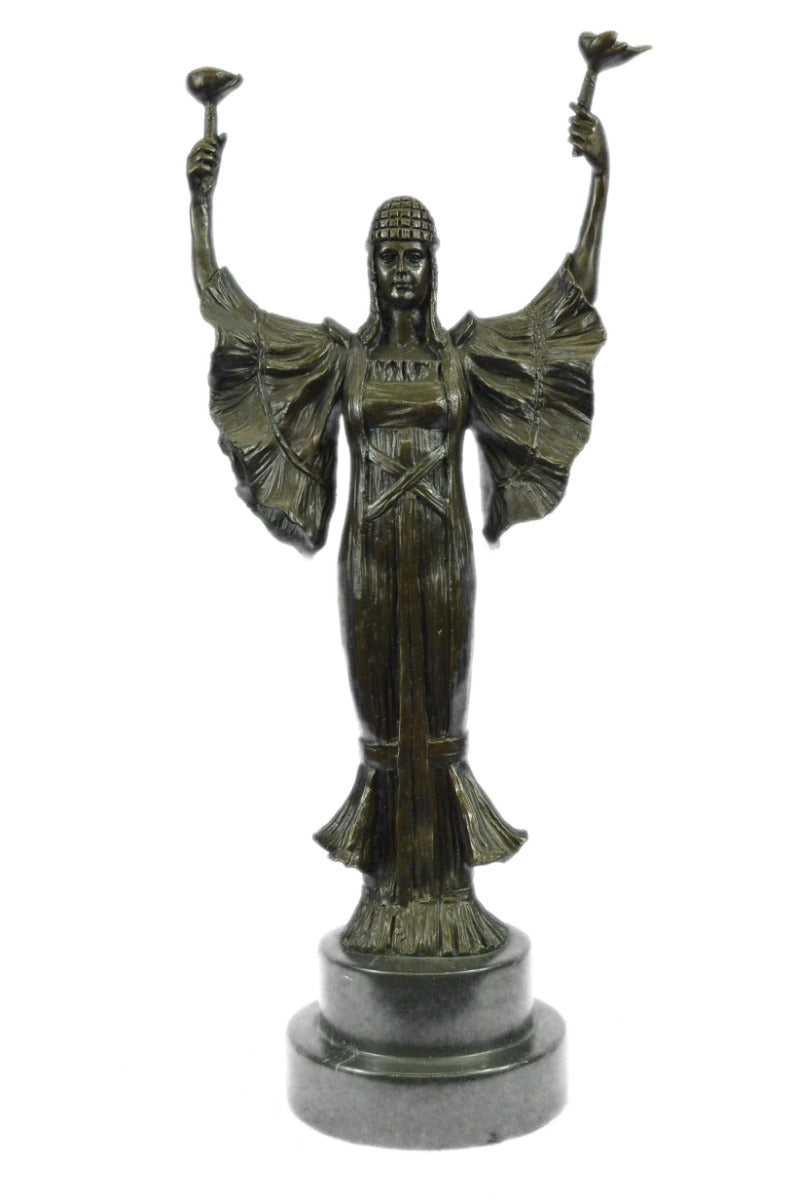 Handcrafted Torch of Victory Art Nouveau Tall Bronze Statue Sculpture Figure