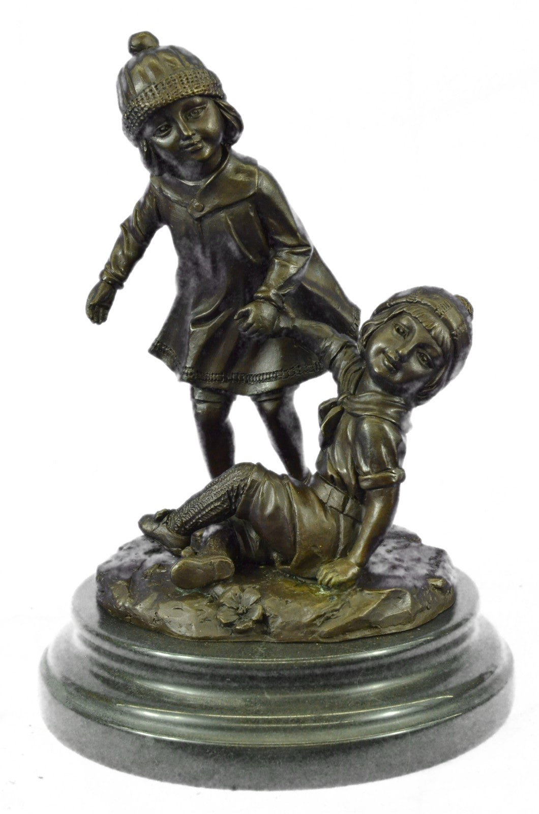 **CLEARANCE** Bronze Sculpture Statue Signed Children Child Play Game Art Deco