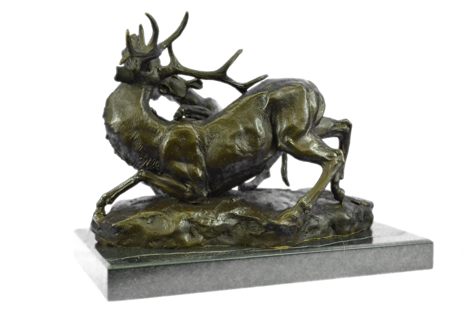 Extra Large Confrontation between Cougar and Stag Bronze Sculpture Marble Statue